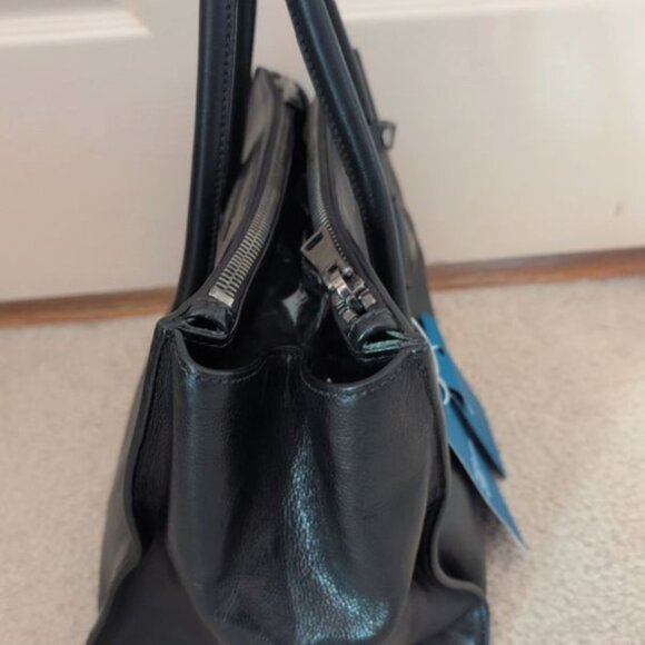 PRADA GALLERIA TWO WAY TOTE/CROSSBODY BLACK SILVER GUNMETAL HARDWARE EUC - Picture 2 of 12